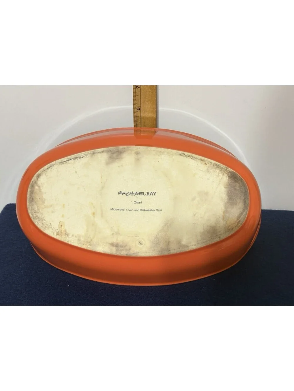 Rachael Ray Stoneware Ceramic Orange Oval Baking Dish Casserole 1.25 Quart